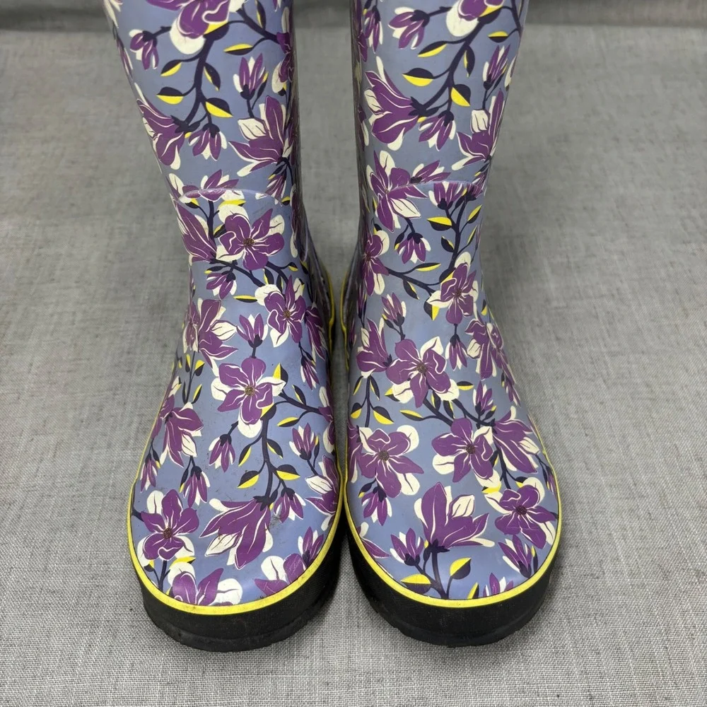 Bogs Rain Boots Girls Purple Magnolia Pull On Waterproof Youth Size 3